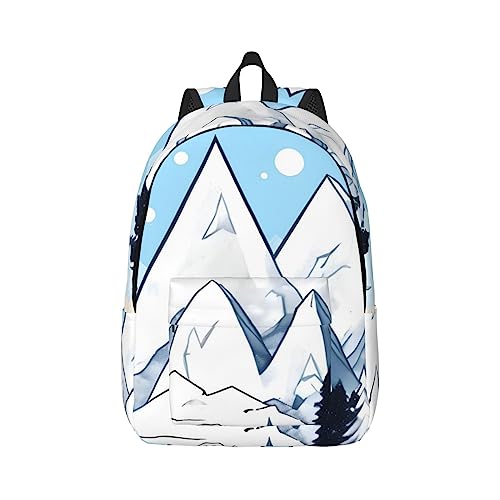 Snow-Capped Mountains Canvas Große Kapazität Seesack mit verstellbaren Schultergurten für Schule Outdoor Sport, Schwarz , M