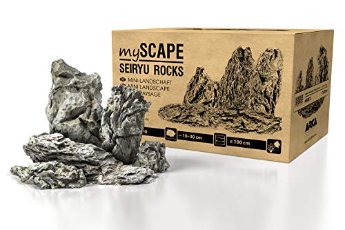 ARKA Aquatics myScape-Rocks Seiryu - Mini-Landschaft - natürliches Gestein für einzigartige Aquascapes in jedem Süßwasseraquarium & Terrarium, ideal für Aquarienbreiten bis ca. 100 cm, 10 kg, Grau