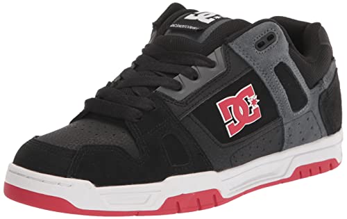 DC Herren Stag Skate-Schuh, schwarz/rot/grau, 44.5 EU
