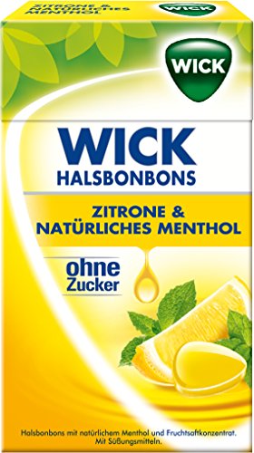 Wick Zitrone & Natürliches Menthol ohne Zucker, 10er Pack (10 x 46 g)