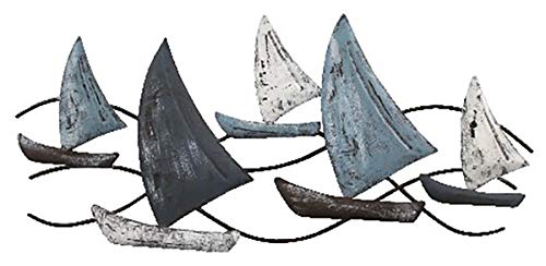 maritime Wandskulpturen ┼ weiss-grau-türkis ┼ verschiede Motive und Größen ┼ Fische - Segler - Möwen - Anker (Segler)