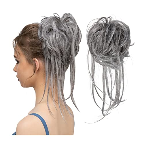 Donut Bun Messy Bun Pferdeschwanz-Verlängerungen mit elastischen Bungee-Curl-Haarbändern Pferdeschwanz-Verlängerungs-Perücken for Frauen (Color : 6 60B)