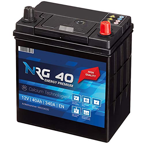 NRG Premium Autobatterie 40Ah 12V 340A/EN ASIA Japan Plus Pol Rechts 30% mehr Startleistung ersetzt 35AH 38AH 42AH