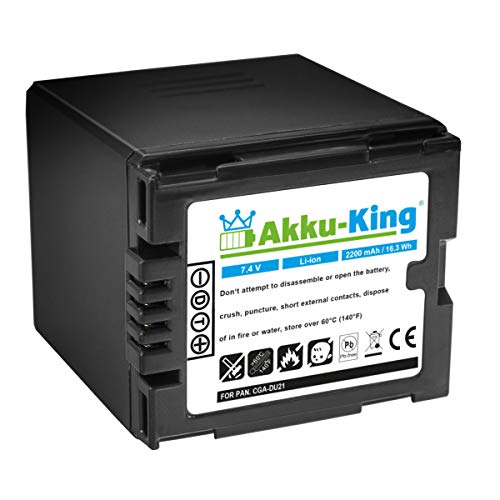 Akku-King Akku kompatibel mit Panasonic CGA-DU21 NV-GS250 NV-GS150 NV-GS140 NV-GS75 - HITACHI BZ-BP14S - Li-Ion 2200mAh