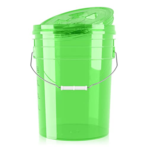 PERFORMANCE BUCKET Wascheimer für die Auto Handwäsche inkl. Deckel (clear green) | 5GAL/19L - kompatibel: Detail Guardz - Dirt Lock & Scrub Wall, Dirt Trap Schmutzsieb & Gamma Lid | chemicalworkz