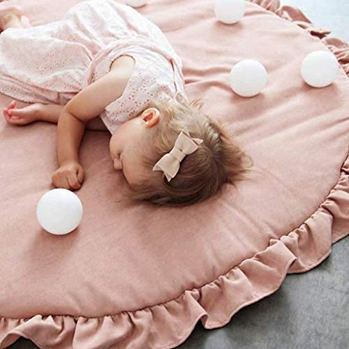 Lelesta Kinderteppich Baby Game Mat Farbe solide Baumwolle rund Teppich Krabbeldecke für Zuhause Dekoration (A)