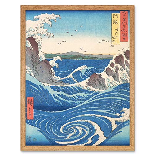 Naruto Whirlpool Awa Province Utagawa Hiroshige Japanese Woodblock Art Print Framed Poster Wall Decor 12x16 inch japanisch Holz Mauer Deko