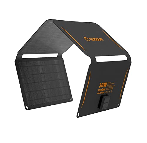 FlexSolar 30 W tragbares Solar-Ladegerät (19,8 V/1,6 A max), wasserdicht, IP67 faltbares Solarpanel mit USB QC3.0/DC-Anschluss, kompatibel mit Netzstation, Handy für Outdoor, Camping, Wandern