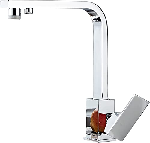 3-Wege-Wasserhahn, schwenkbarer Auslauf, reines Trinkwasser, 3-in-1-Trinkwasser-Mischbatterie, 3-Wege-Küchenarmatur for Wassersystem, schwarz, Einzelmodus (Color : Chrome, Size : 2 mode)