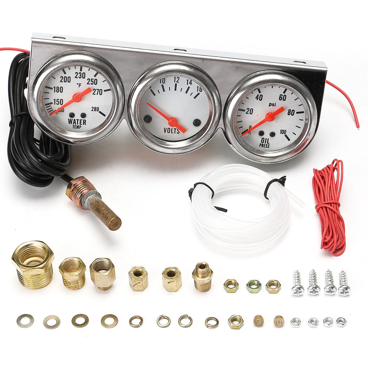 Universelles 2,27-Zoll-Messgerät für Wassertemperatur, Spannung, Öldruck und Spannung mit vollständigem Set und Panel