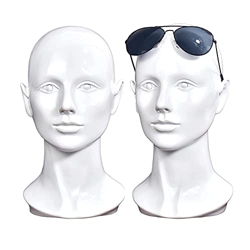 Weiblicher Mannequin-Kopf aus PVC, kosmetologische Verlagerung Puppenkopf-Ständer, Dummy, realistischer Kopf, Puppenkopf, Perückenkopf, Brillenständer, hellweiß