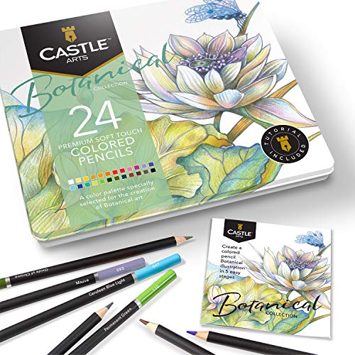 Castle Arts Themed 24 Buntstiftsets in Blechdose, perfekte Farben für 'Botanisch'. Mit hochwertigem, glattem Farbkern, hervorragender Misch- und Überlagerungsleistung für großartige Ergebnisse…