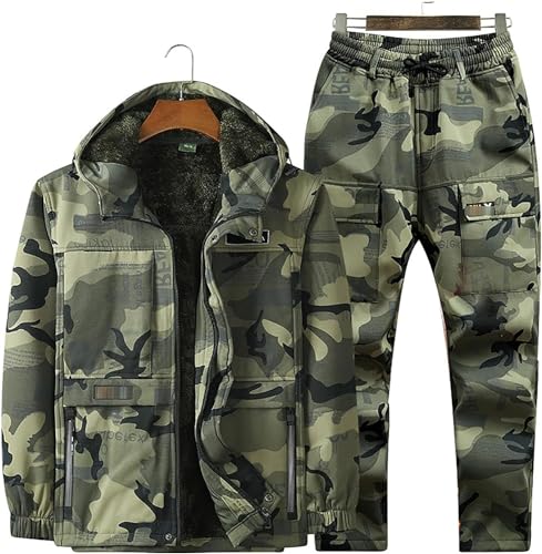 Herren Militäruniform ACU Camo Jacke und Hose Dickes warmes Outfit CP Camo Uniformen für die Armee Airsoft Paintball Jagd,Gelb,XL