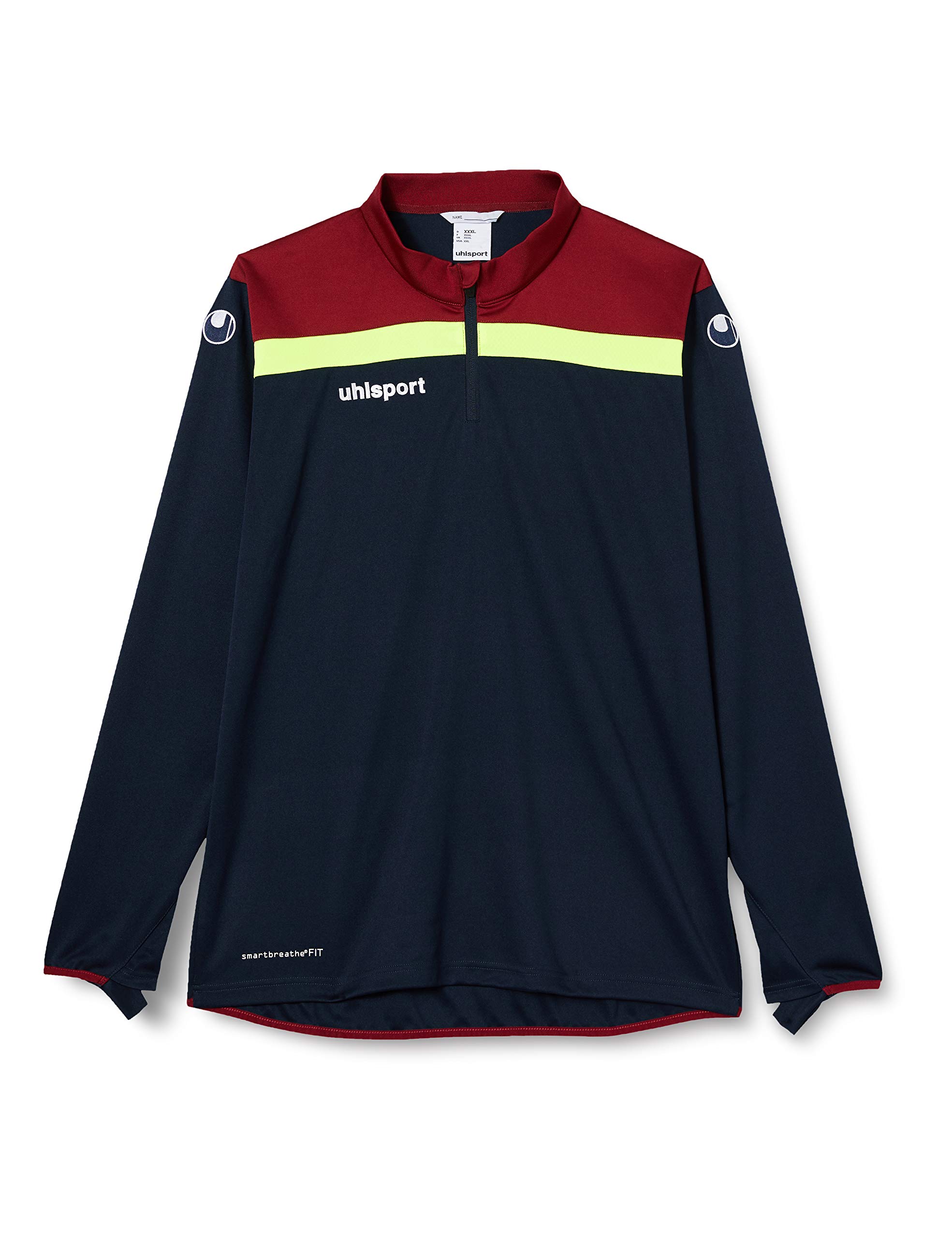 uhlsport Herren Offense 23 1/4 Zip Top Sweatshirt, Marine/Bordeaux/Fluo gelb, S