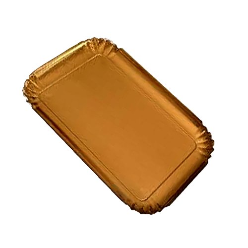 Brio Pappteller, 100 Stück, Farbe Gold, 17 x 25 cm, ideal für Kuchen, lebensmittelechte Pappe