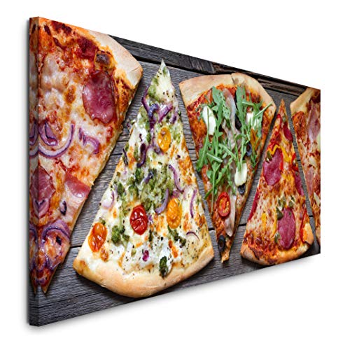 Paul Sinus Art GmbH Pizza Stücke 120x 50cm Panorama Leinwand Bild XXL Format Wandbilder Wohnzimmer Wohnung Deko Kunstdrucke