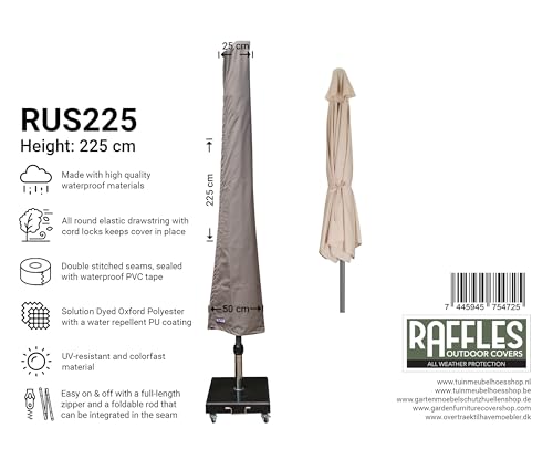 Raffles Covers RUS225 Schutzhülle für Sonnenschirm H: 225 cm Abdeckhauben für Sonnenschirm, Schutzhülle Ampelschirm, Abdeckhaube Sonnenschirm