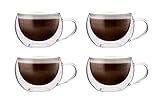 Maxxo Doppelwandige Gläser Cappuccino Set 4X 300 ml Kaffee Thermogläser mit Schwebe-Effekt beständige Kaffeegläser Trinkgläser