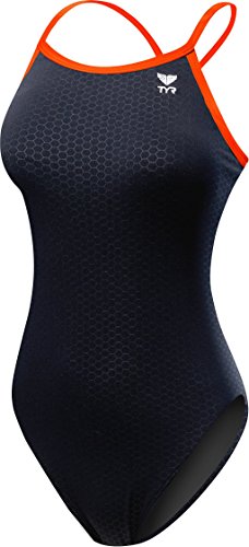 TYR Hexa Diamondfit Damen-Badeanzug Medium schwarz/orange