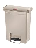 Rubbermaid Commercial Products Slim Jim 1883456 30 Litre Front Step Step-On Resin Wastebasket - Beige