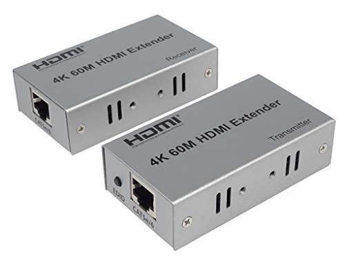 PremiumCord HDMI Extender bis zu 60m über Patchkabel Cat5e / Cat6, LAN Kabel, Metallgehäuse, Kompatibel mit Full HD 1080p 60Hz, 3D
