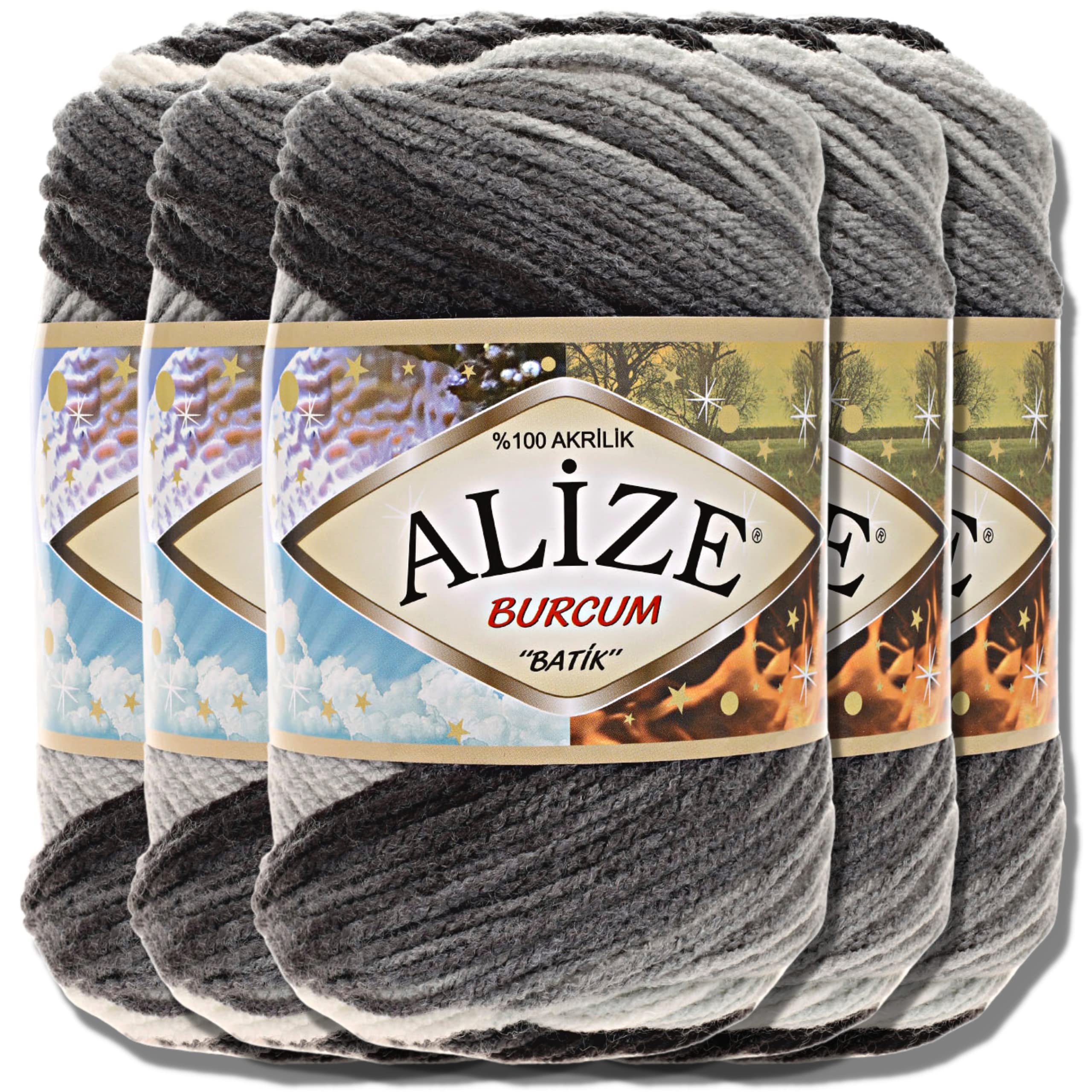 Alize 5x 100g Burcum Batik Türkische Premium Wolle 100% Acryl Handstrickgarne | Strickgarn | Yarn | Garn Babywolle mit Farbverlauf Baby zum Häkeln Stricken Kleidung (1900)