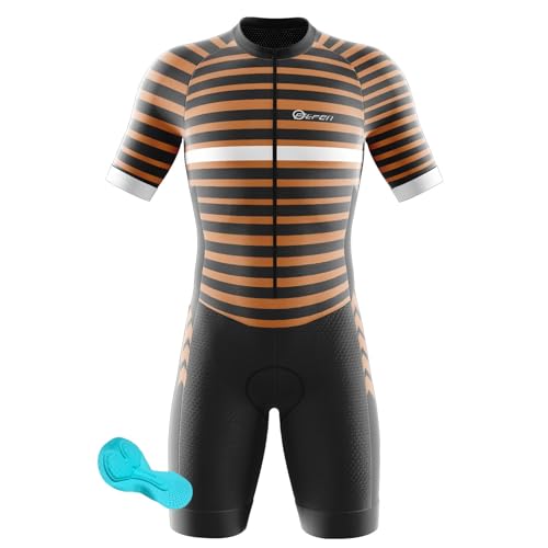 Herren Fahrradbekleidung Set, 3D-gepolsterter, 2024 Atmungsaktiver, Schnell Trocknender Triathlon-Anzug – Kurzarm Duathlon Laufen Schwimmen Fahrradfahren Skinsuit (9,S)