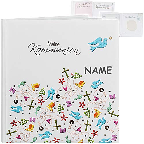 Kommunionalbum/Eintragalbum & Erinnerungsalbum/Fotoalbum meine Kommunion inkl. Name - Album/Buch Gebunden - Tagebuch Eintragbuch - 44 Seiten - mit T.