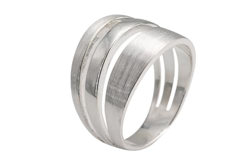 SILBERMOOS Damen Ring Fächerring Fächer Motiv breit matt glänzend Sterling Silber 925, Größe:60 (19.1)