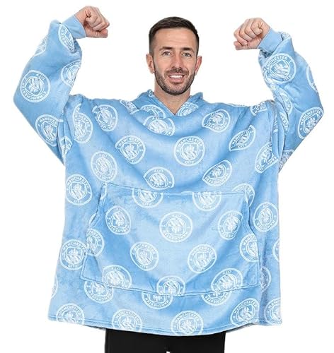 Manchester City Football Club Herren Kapuzenpullover, vollständig gefüttert, Luxus-Fleece, Übergröße, Blau, blau, Einheitsgröße