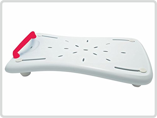 Badewannenbrett 75 cm lang Wannensitz Badewannensitz mit Seifenablage und mit rotem Griff