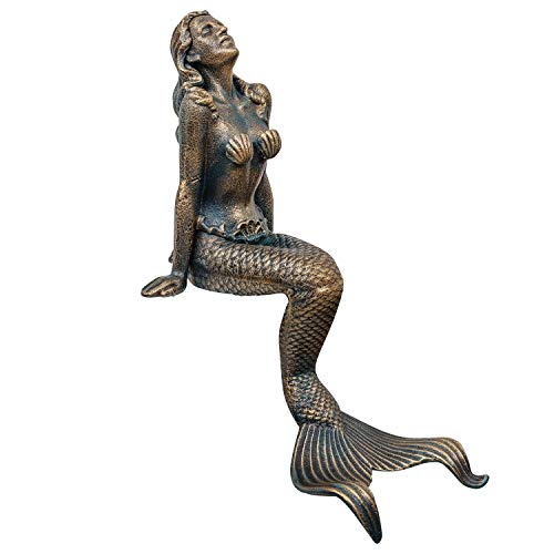 aubaho Eisenfigur Nixe Meerjungfrau Skulptur Dekoration Eisen Figur Antik-Stil