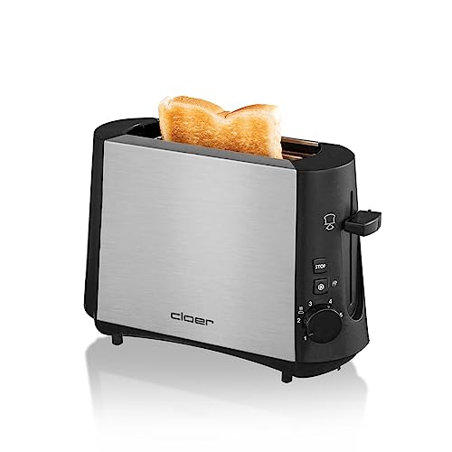 Cloer 3890 Single-Toaster / Minitoaster für 1 Toastscheibe / 600 W / "Auftau-Funktion" / Krümelschublade / Nachhebevorrichtung / mattiertes wärmeisoliertes Edelstahlgehäuse
