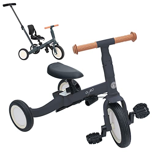 Olmitos - Dreirad für Babys 5 in 1 Gyro - Fahrrad für Kinder ab 1 Jahr bis 5 Jahren - Von Dreirad bis Fahrrad mit oder ohne Pedale - anpassbar und umbaubar (grau)