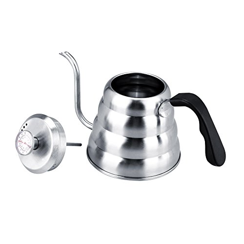 Gießen Sie Über Kaffeekessel - Schwanenhals-Teekessel - Mit Thermometer - Edelstahl 304 - Schwanenhals-Teekanne - Für die Kaffeezubereitung Zu Hause, Tee(1,2L)