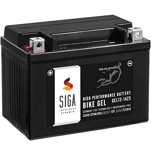 SIGA Gel Motorradbatterie 12V 12Ah 270A/EN Gel Batterie YTZ14-S GEL12-14ZS GTZ14-4 TTZ14S-4 51101