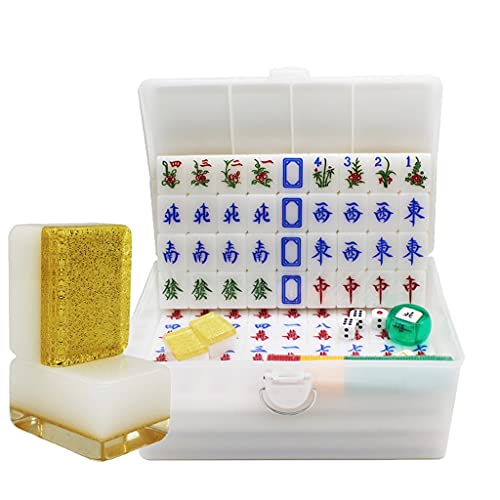 Suuim Mahjong-Set, MahJongg-Fliesen-Set, chinesisches Majong-Set, 144-teiliges Mahjong-Fliesen-Set, Geschenk/Geburtstag (Mah-Jongg, Mah Jongg, Majiang), komplette Majong-Spielsets für Tr