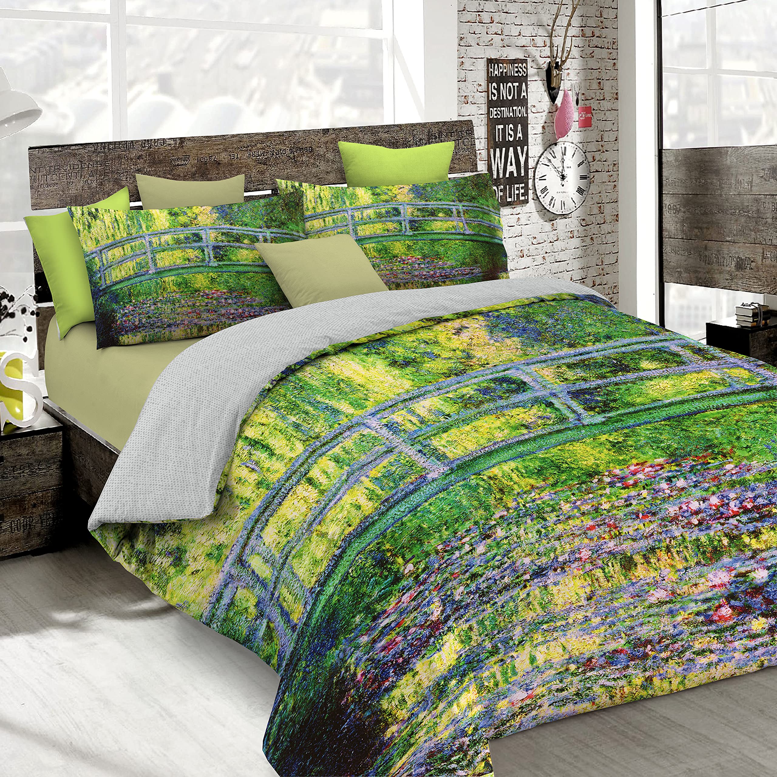 Italian Bed Linen Bettbezug, Doppelte, 100% Baumwolle, Multicolor SD53, DOPPEL