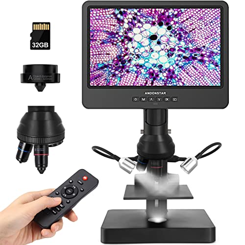 Andonstar AD249S-P 10,1-Zoll-HDMI-Digitales Mikroskop, 4000 x 3 Objektiv 2160P UHD-Videoaufzeichnung, biologisches Mikroskop-Kit für Erwachsene und Kinder, Münzmikroskop für Fehlermünzen
