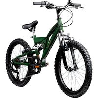 Kinderfahrrad MTB 20 Zoll Fully Galano FS180 Fahrrad Full Suspension ab 6 Jahre (Khaki, 31 cm)
