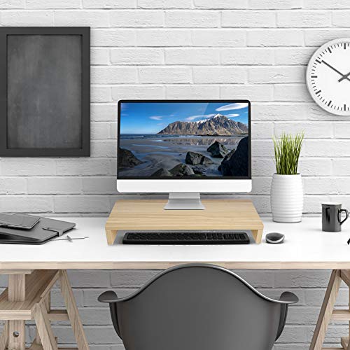 Monitorständer aus Holz, 1 Etage, moderner Monitorständer aus Holz, PC-Bildschirm, TV, Notebook, Display, Regal, 50 x 20 x 7,7 cm (Holz)