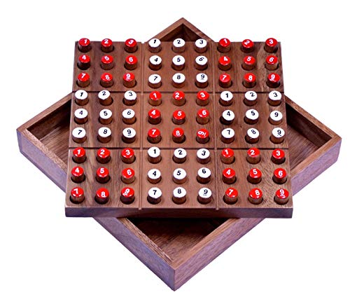 Sudoku - Steckspiel - Denkspiel - Knobelspiel - Geduldspiel - Brettspiel aus Holz mit Zahlen-Steckern