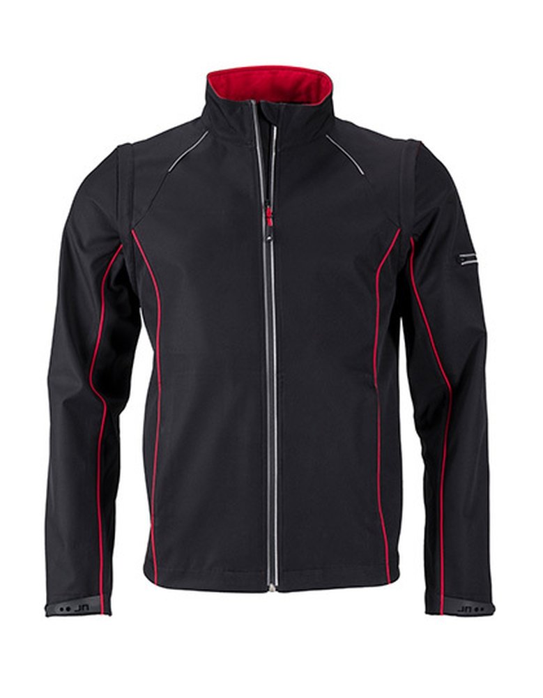 Men`s Zip-Off Softshell Jacket, Größe:XXL, Farbe:Black-Red