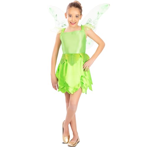 Krause & Sohn Fee Kostüm Magische Tinkerbell mit Flügeln für Kinder 3-12 Jahre grün Elfe Fasching Karneval Geburtstag (10-12 Jahre)