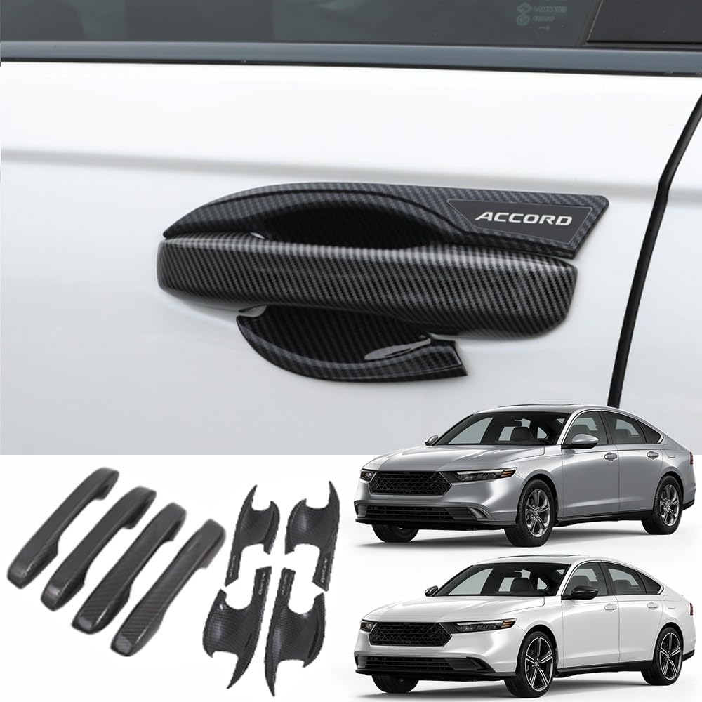 Braveking1 Türgriffabdeckung und Türgriffschalen-Abdeckungsleisten für Honda Accord 2023 2024 ABS-Schutz für Äußere Türdekoration Individuelles Auto-Außenzubehör (8Pcs)(Carbon Fiber Style)