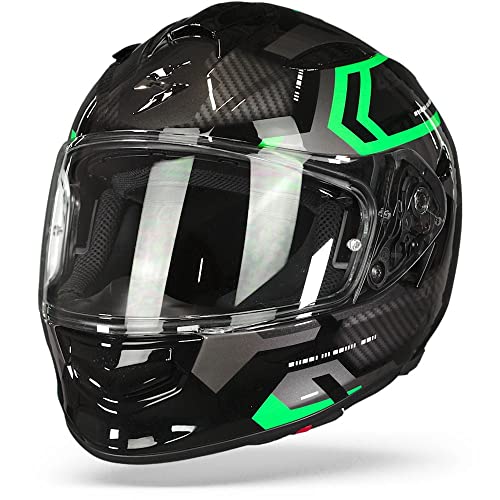 Scorpion, Exo-491, Vollständige Motorradhelme, Schwarz Grün, S, Unisex-Adult