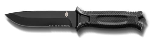 Gerber Messer mit Teilwellenschliff und Holster, Klingenlänge: 12,2 cm, Strongarm Fixed Blade Survival Knife, Schwarz, 31-003648