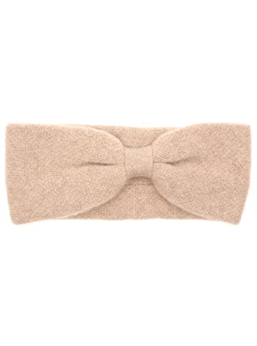 Zwillingsherz Stirnband aus 100% Kaschmir - Hochwertiges Kopfband im Uni Design für Damen Frauen Mädchen - Wolle - Ohrenschutz - Haarband – warm und weich perfekt für Frühjahr Herbst Winter - beige