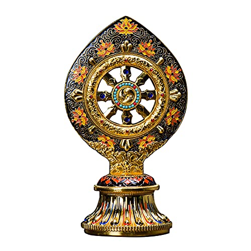 DHTOMC Falun Ornamente,Tantrische Buddhismus Tempeldekorationen,Gemalte Zhuan Falunbao Ornamente,15cm*15cm*26.5cm