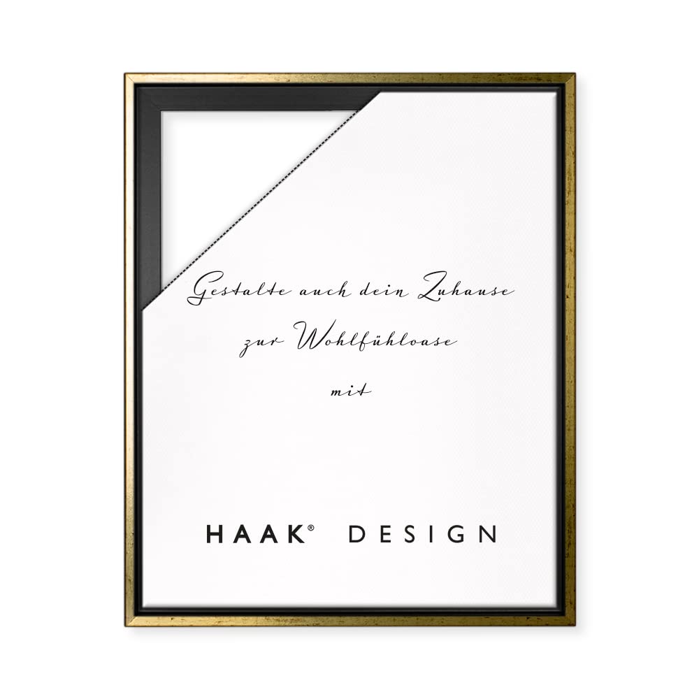 HaakDesign Schattenfugenrahmen Levi in Schwarz Gold gebürstet 60 X 60 cm für Keilrahmenbilder und Leinwände Glanz Edition
